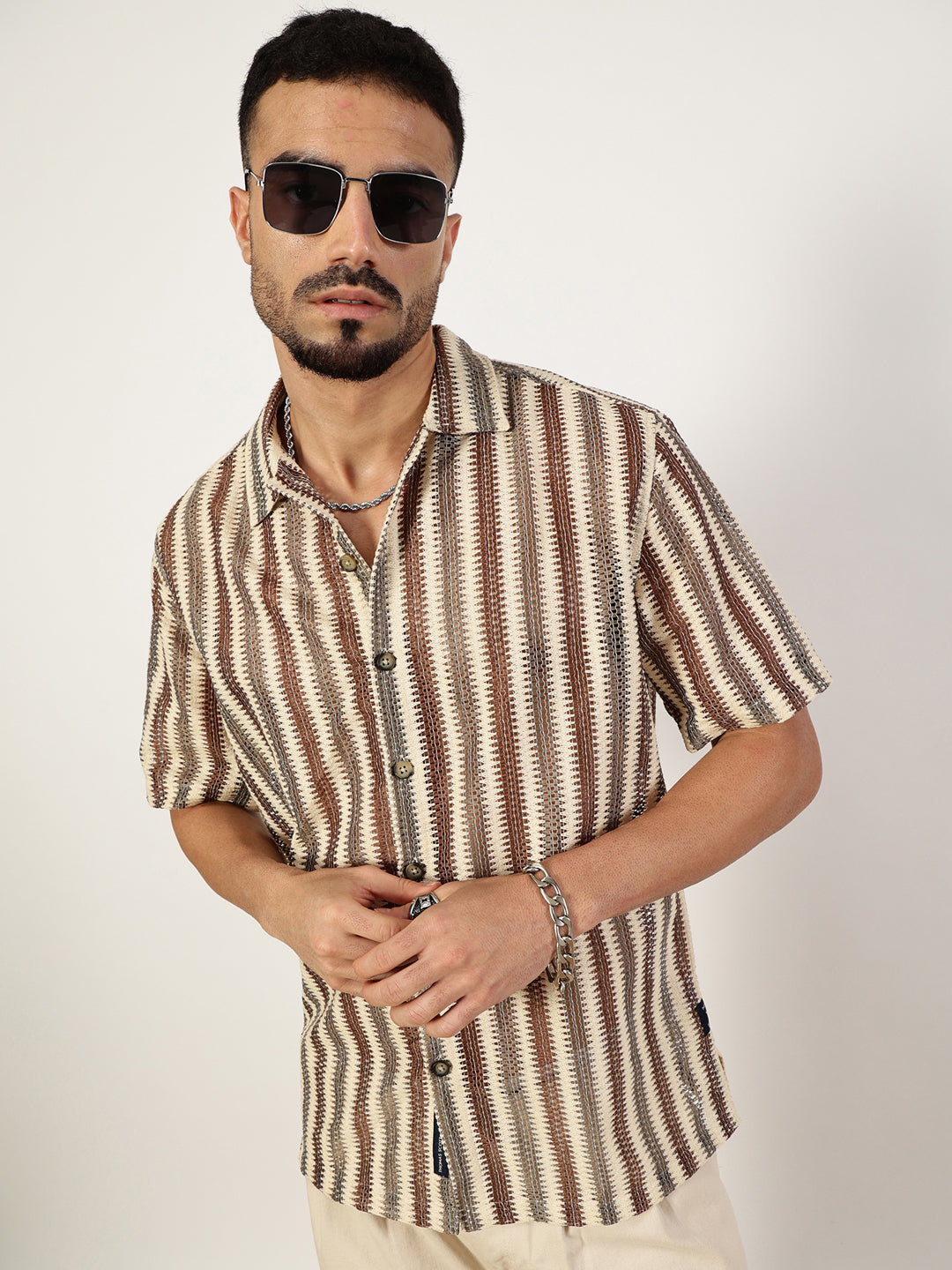 Thomas Scott Men Premium Slim Fit Opaque Striped Casual Shirt