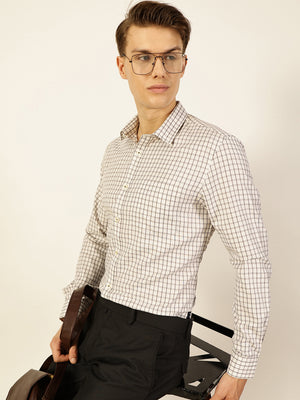 Thomas Scott Men Smart Tartan Checks Opaque Checked Formal Shirt