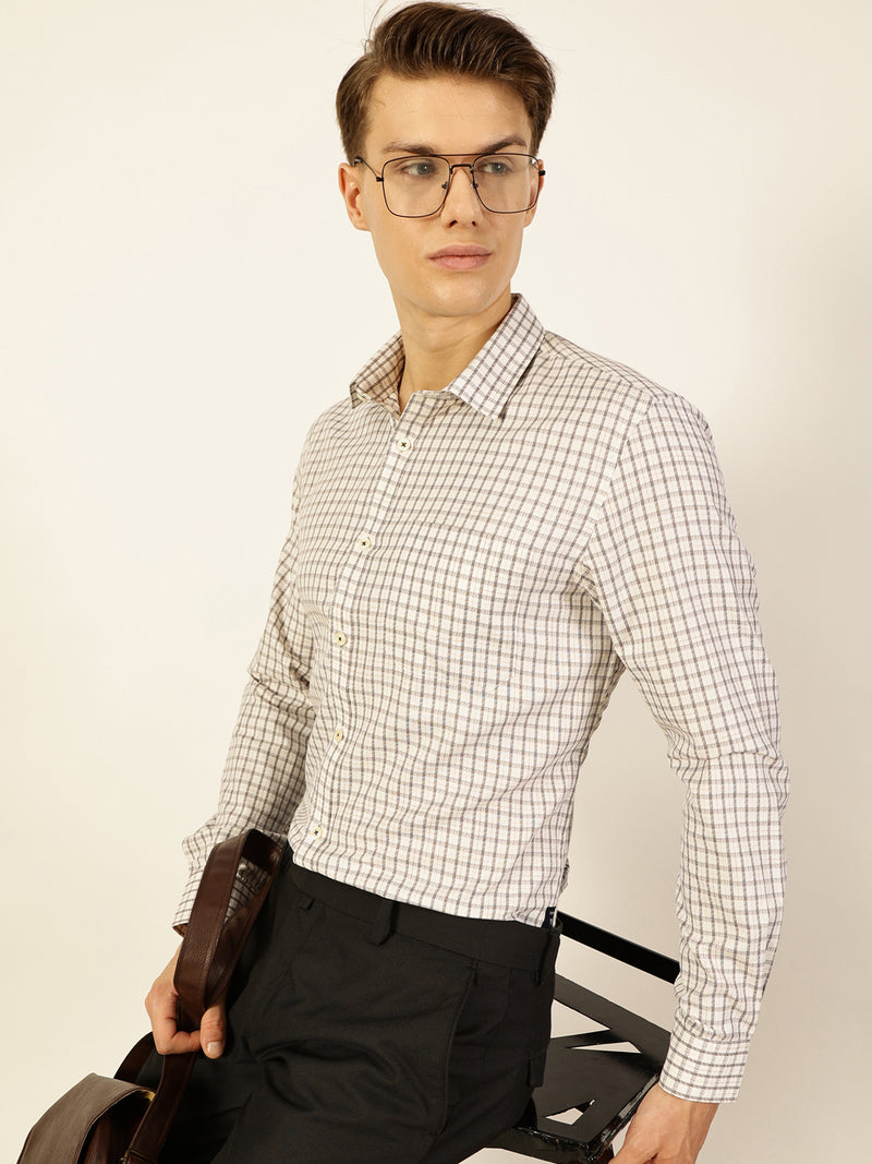 Thomas Scott Men Smart Tartan Checks Opaque Checked Formal Shirt