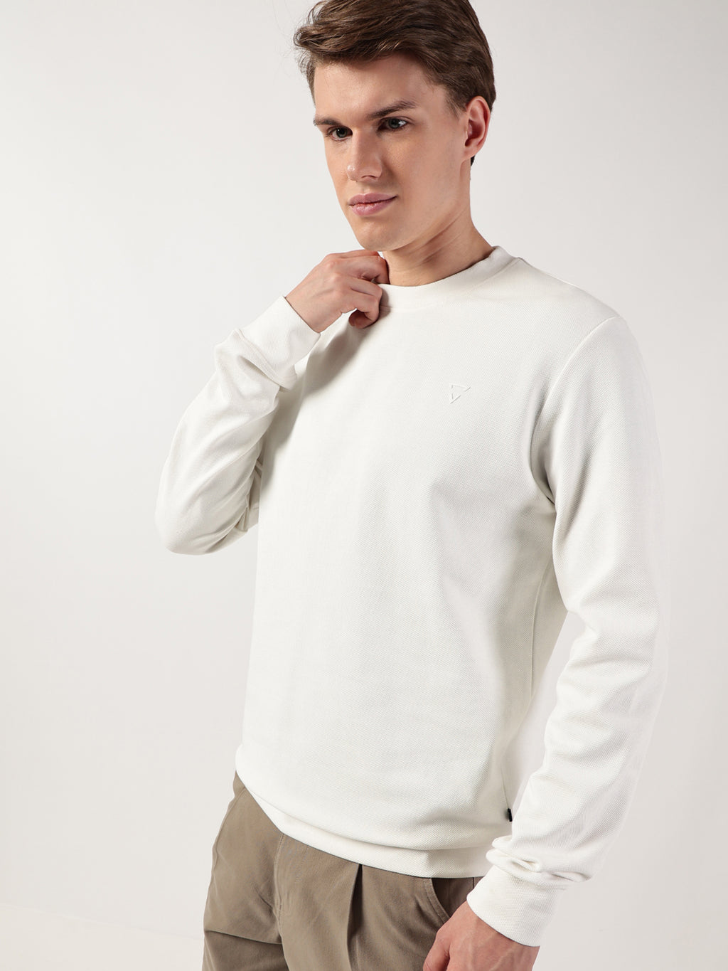 Thomas Scott Men Anti Odour Solid Round Neck Pullover Sweatshirt