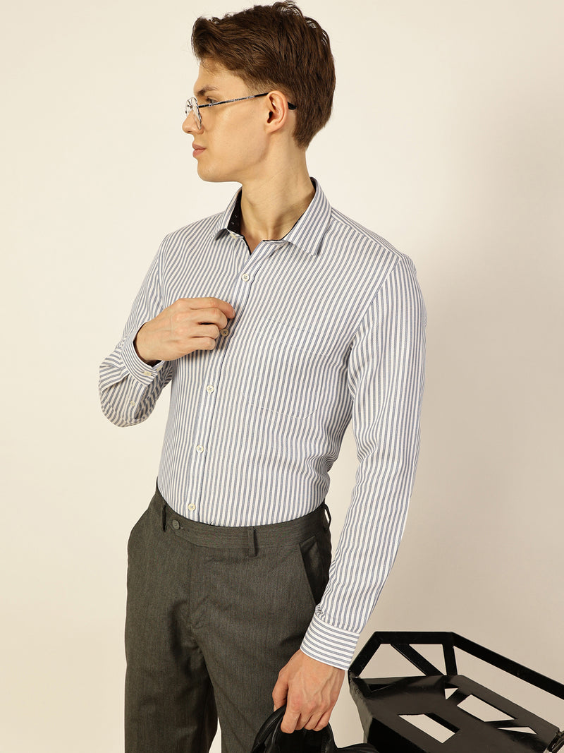 Thomas Scott Men Smart Opaque Striped Formal Shirt