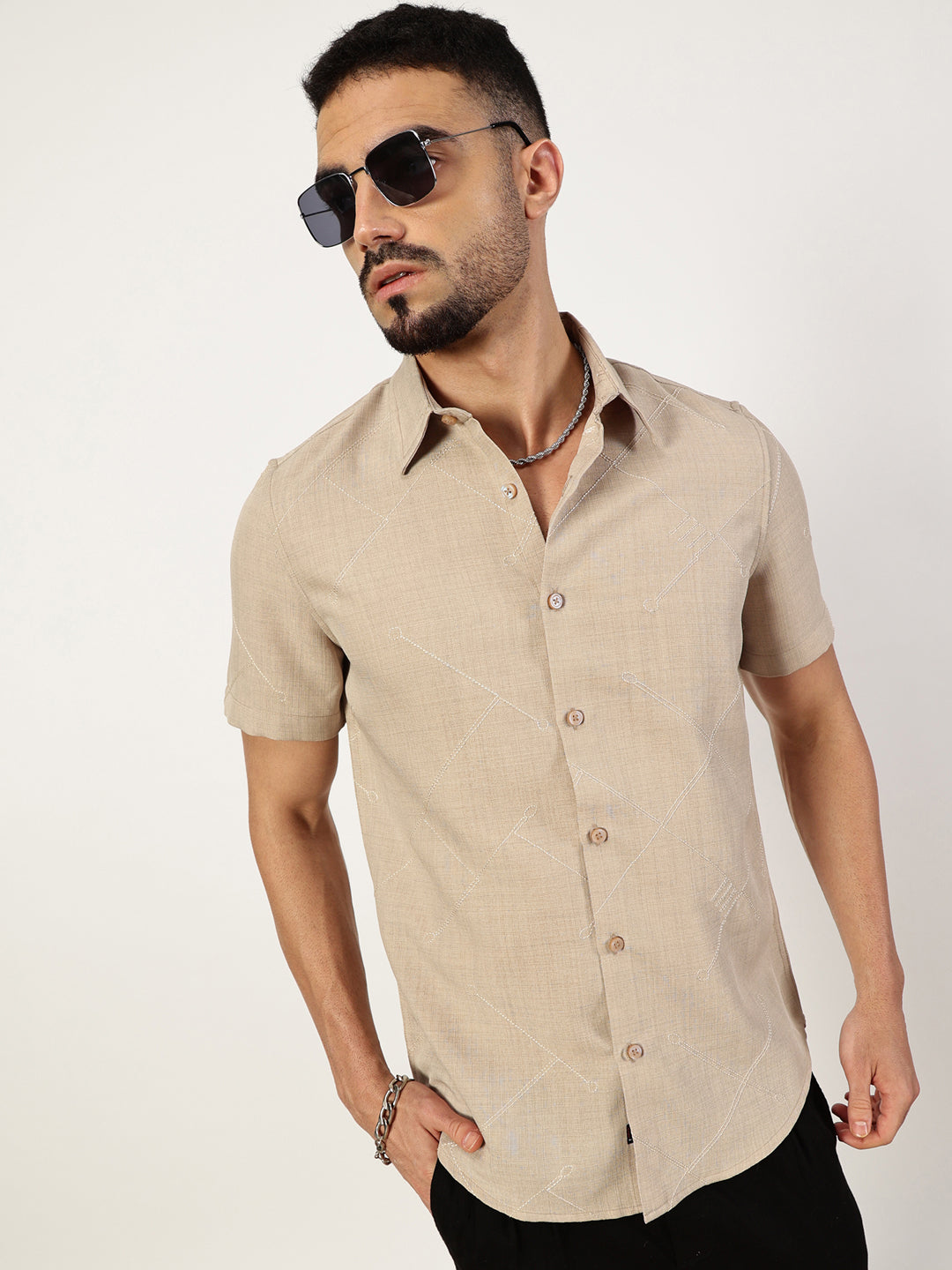Thomas Scott Men Premium Slim Fit Opaque Casual Shirt