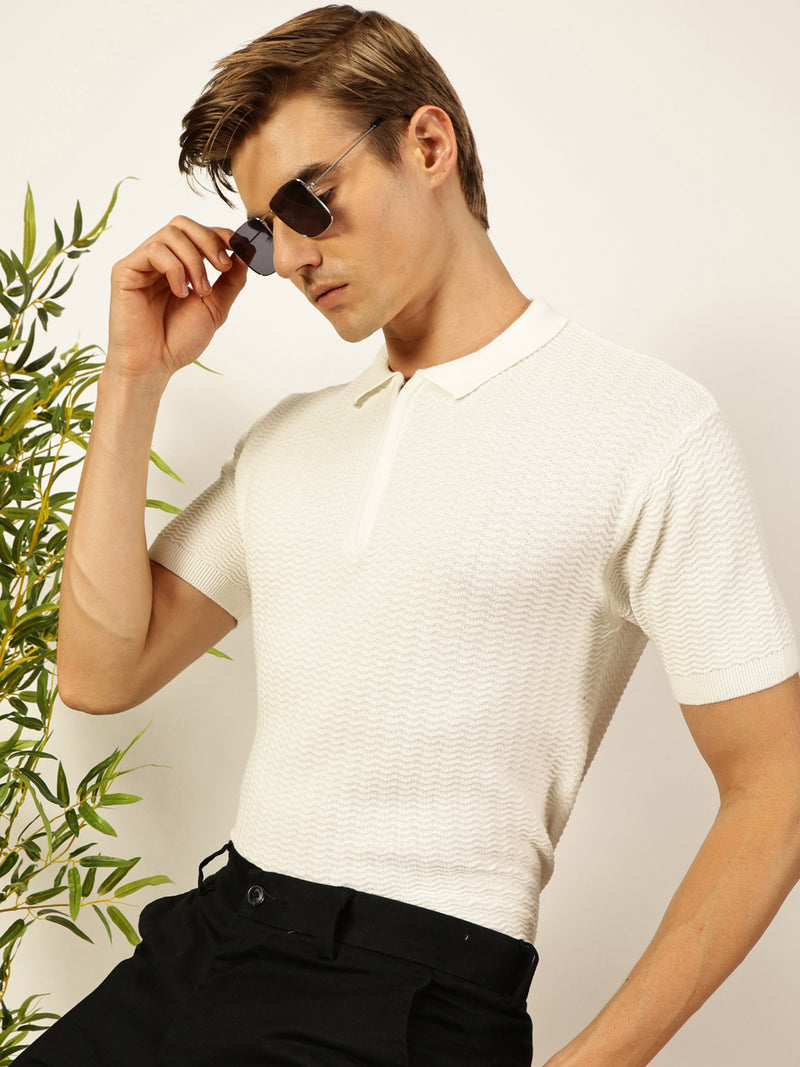 Thomas Scott Men Knit Polo Collar T-shirt