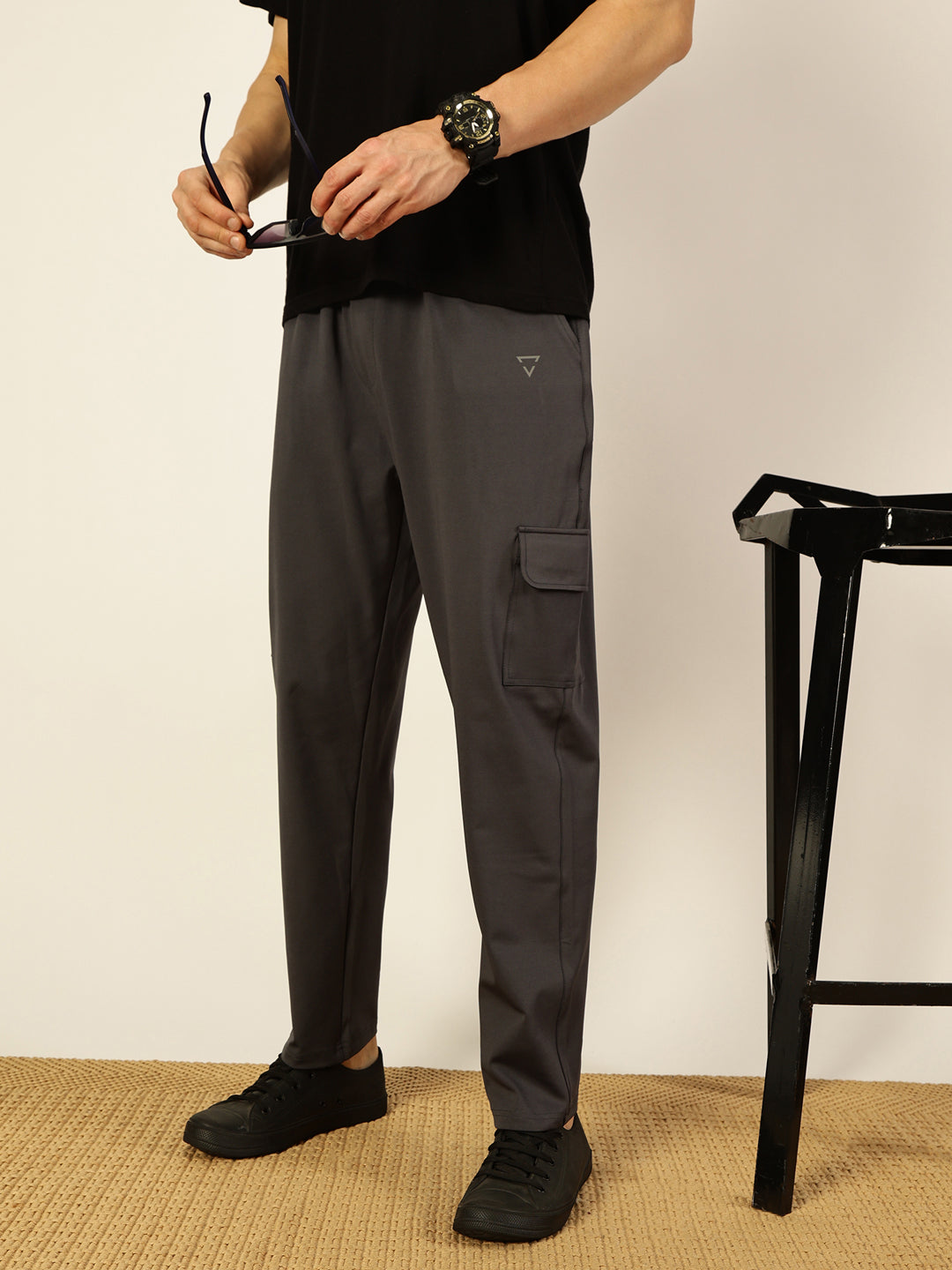 Thomas Scott Men Mid Rise Solid Cotton Track Pants