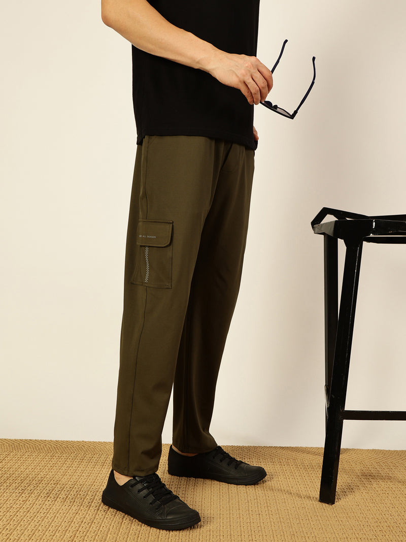 Thomas Scott Men Olive Mid-Rise Regular Fit Track Pant
