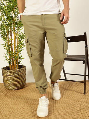 Mint  Classic Regular Fit Easy Wash Cargos Trousers
