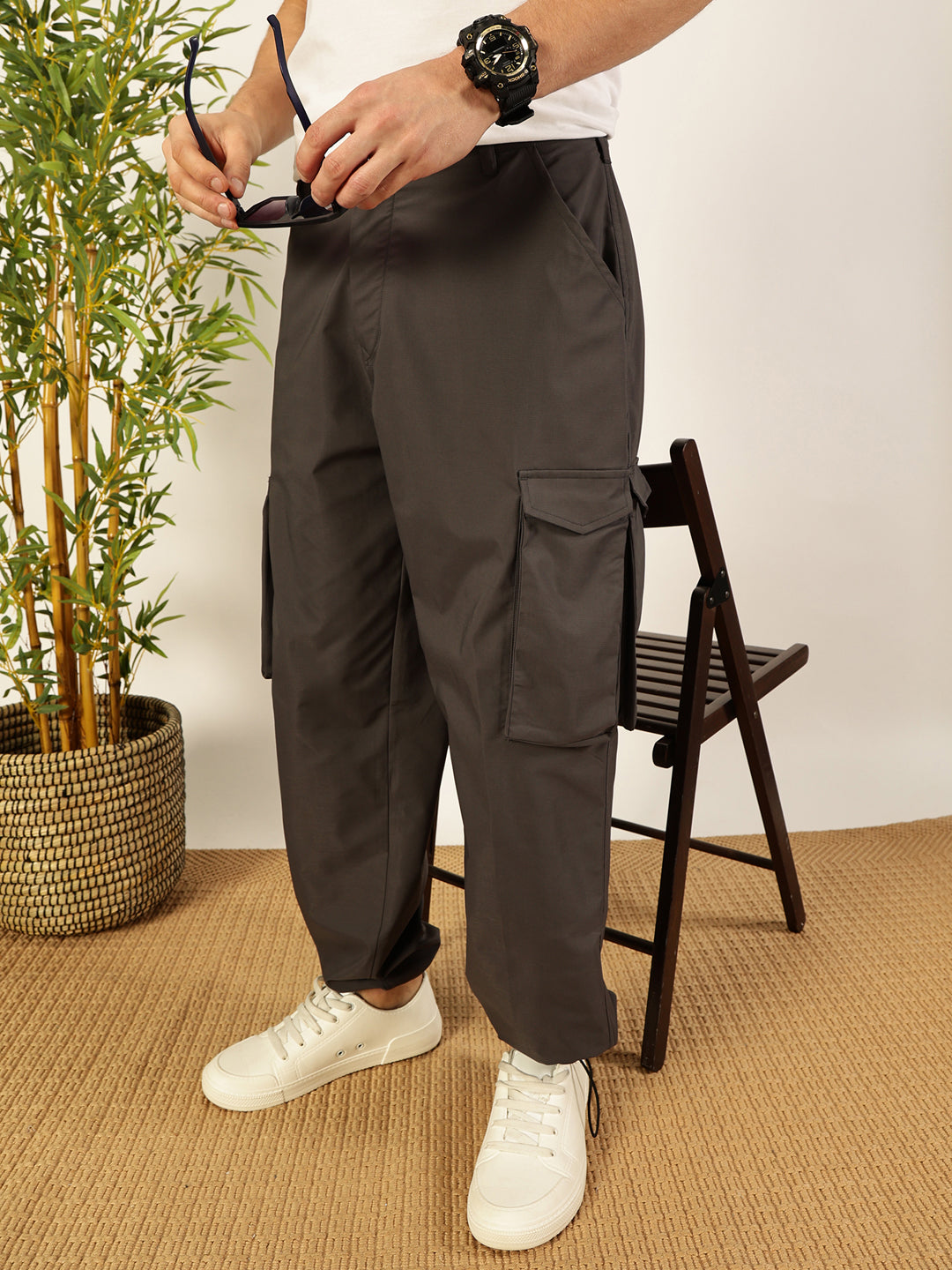 Thomas Scott Men Classic Loose Fit Cargos Trousers