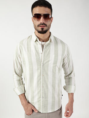 Thomas Scott Men Premium Slim Fit Opaque Striped Casual Shirt