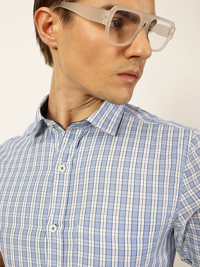 Thomas Scott Men Smart Tartan Checks Opaque Checked Formal Shirt