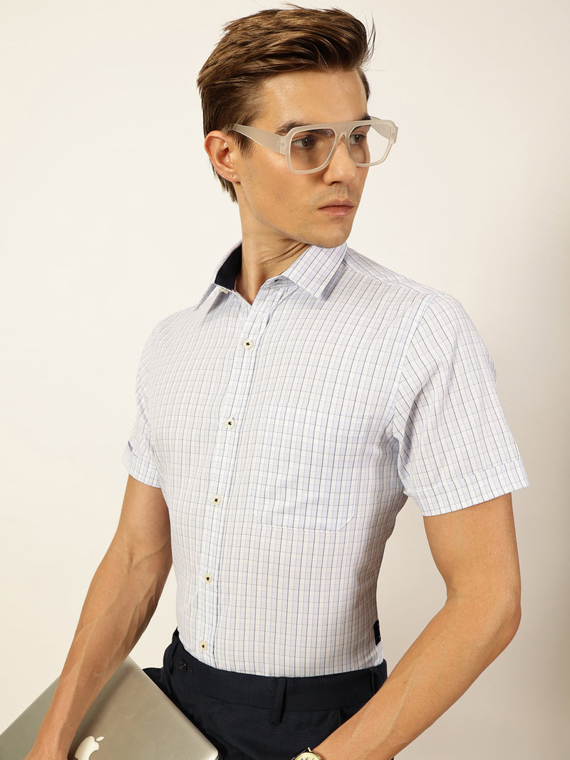Thomas Scott Men Smart Gingham Checks Opaque Checked Formal Shirt