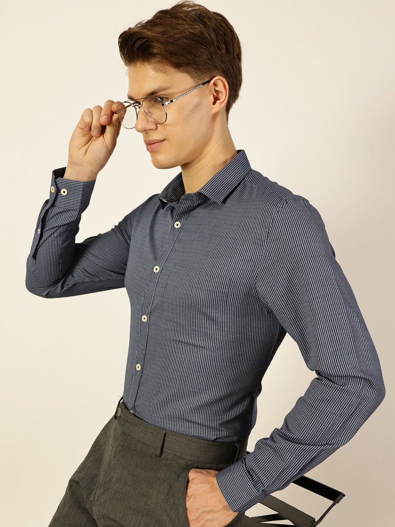 Thomas Scott Men Smart Pinstripes Opaque Striped Formal Shirt