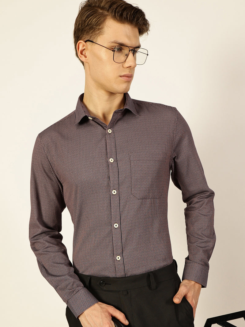 Thomas Scott Men Smart Pinstripes Opaque Striped Formal Shirt