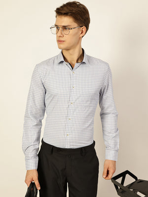 Thomas Scott Men Smart Gingham Checks Opaque Checked Formal Shirt