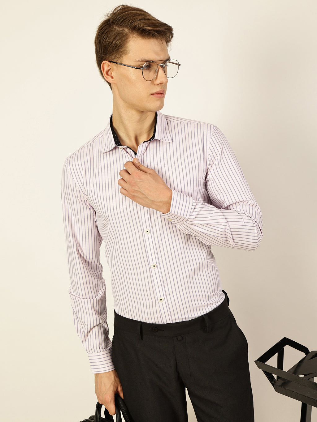 Thomas Scott Men Smart Opaque Striped Formal Shirt