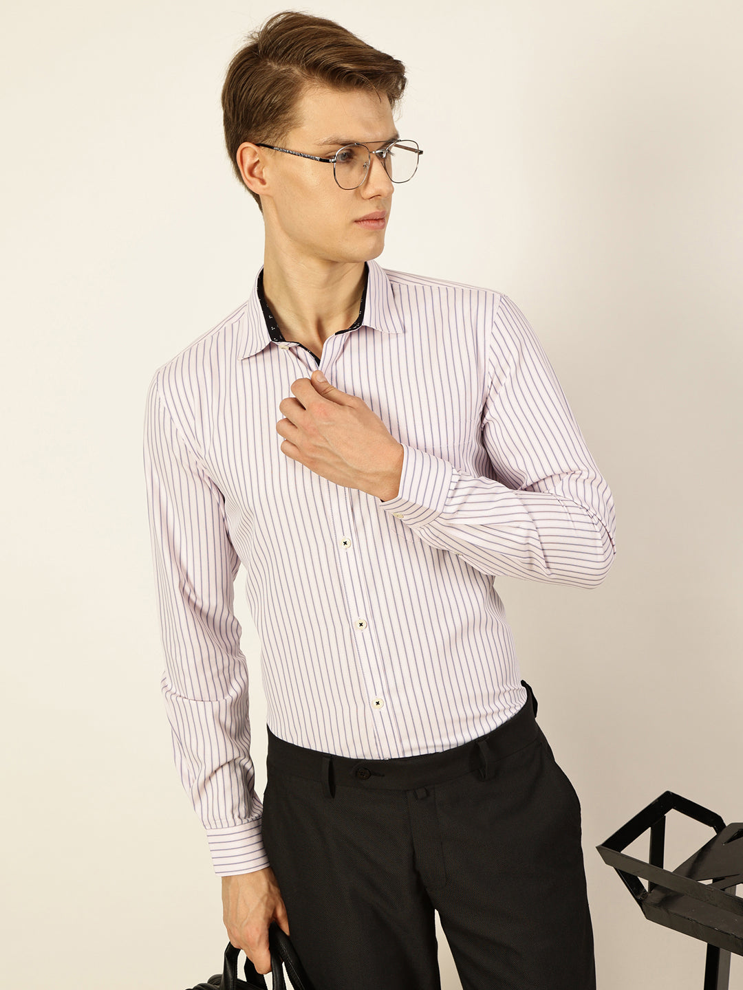 Thomas Scott Men Smart Opaque Striped Formal Shirt