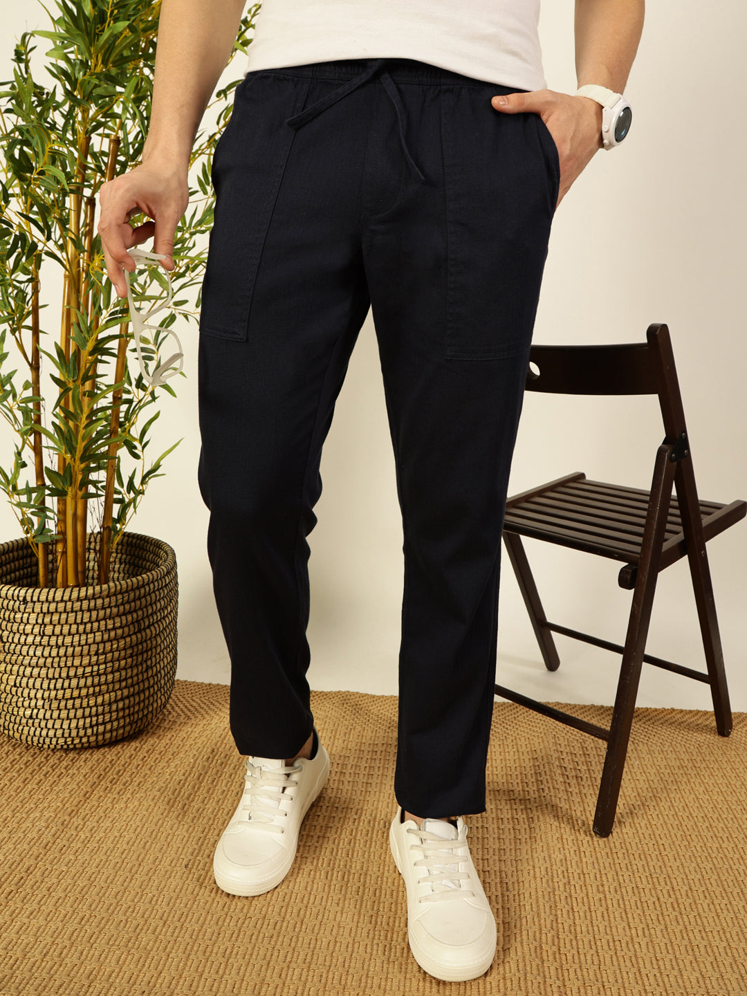 Thomas Scott Men Solid Smart Slim Fit Trousers