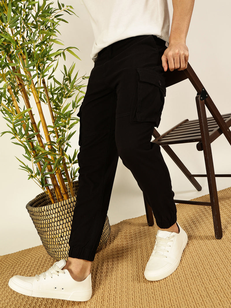 Thomas Scott Men Classic Slim Fit Easy Wash Cargos Trousers