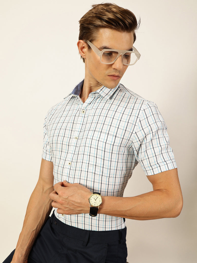 Thomas Scott Men Smart Tartan Checks Opaque Checked Formal Shirt