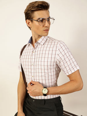 Thomas Scott Men Smart Tartan Checks Opaque Checked Formal Shirt