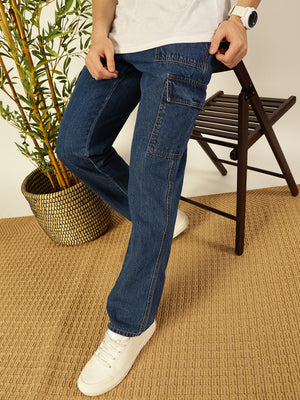 Thomas Scott Men Classic Relaxed Fit Cotton Cargo Jeans