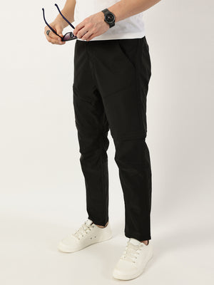 Thomas Scott Men Black Relaxed Straight Fit Convertible Trousers