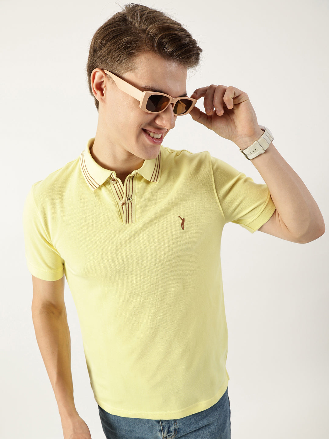 Thomas Scott Men Light Yellow Polo Collar T-shirt