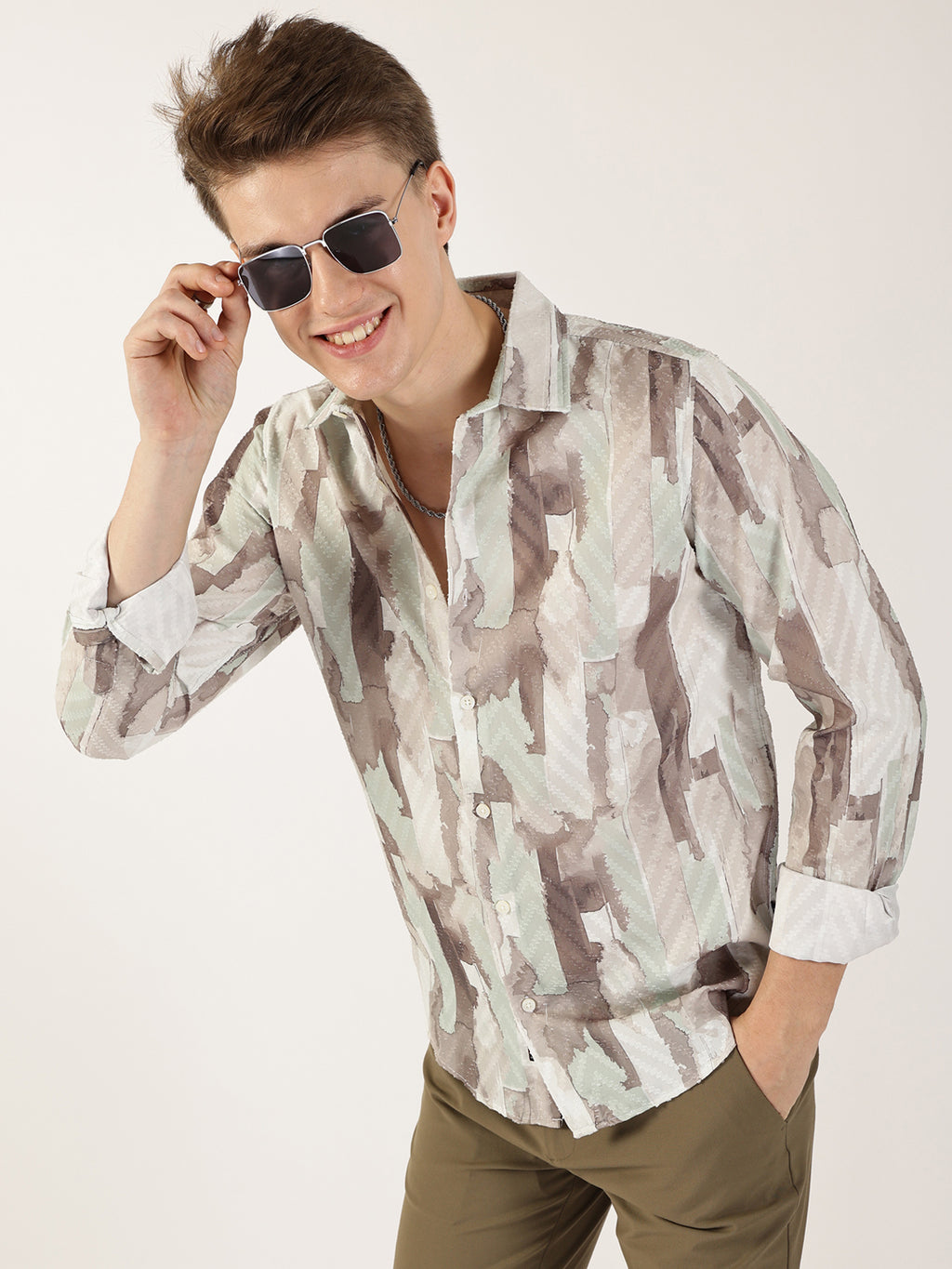 Thomas Scott Men Pista Premium Slim Fit Opaque Printed Casual Shirt