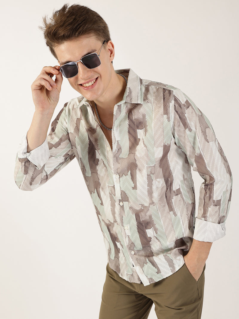 Thomas Scott Men Pista Premium Slim Fit Opaque Printed Casual Shirt