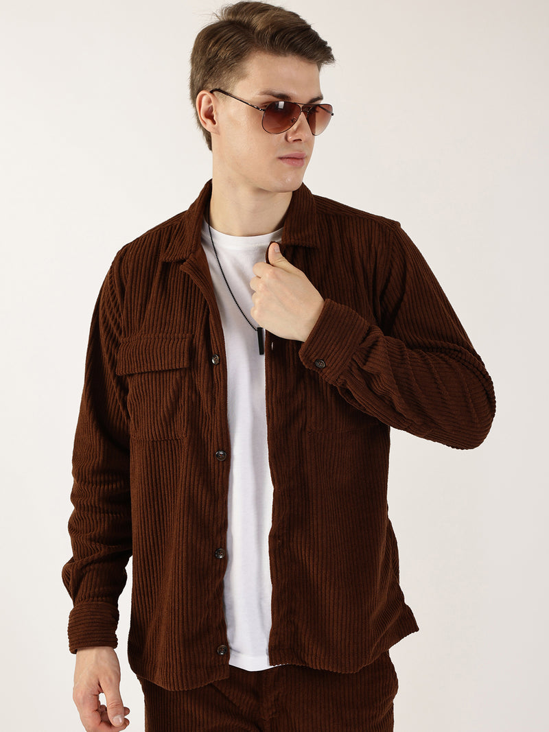 Thomas Scott Men Brown Premium Opaque Casual Shirt
