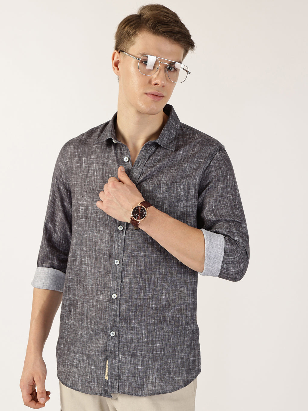 Thomas Scott Men Black Premium Slim Fit Opaque Casual Shirt