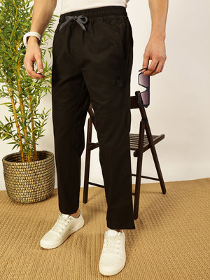 Olive Smart Pleated Mid-Rise Regular Fit Cotton Joggers For Men