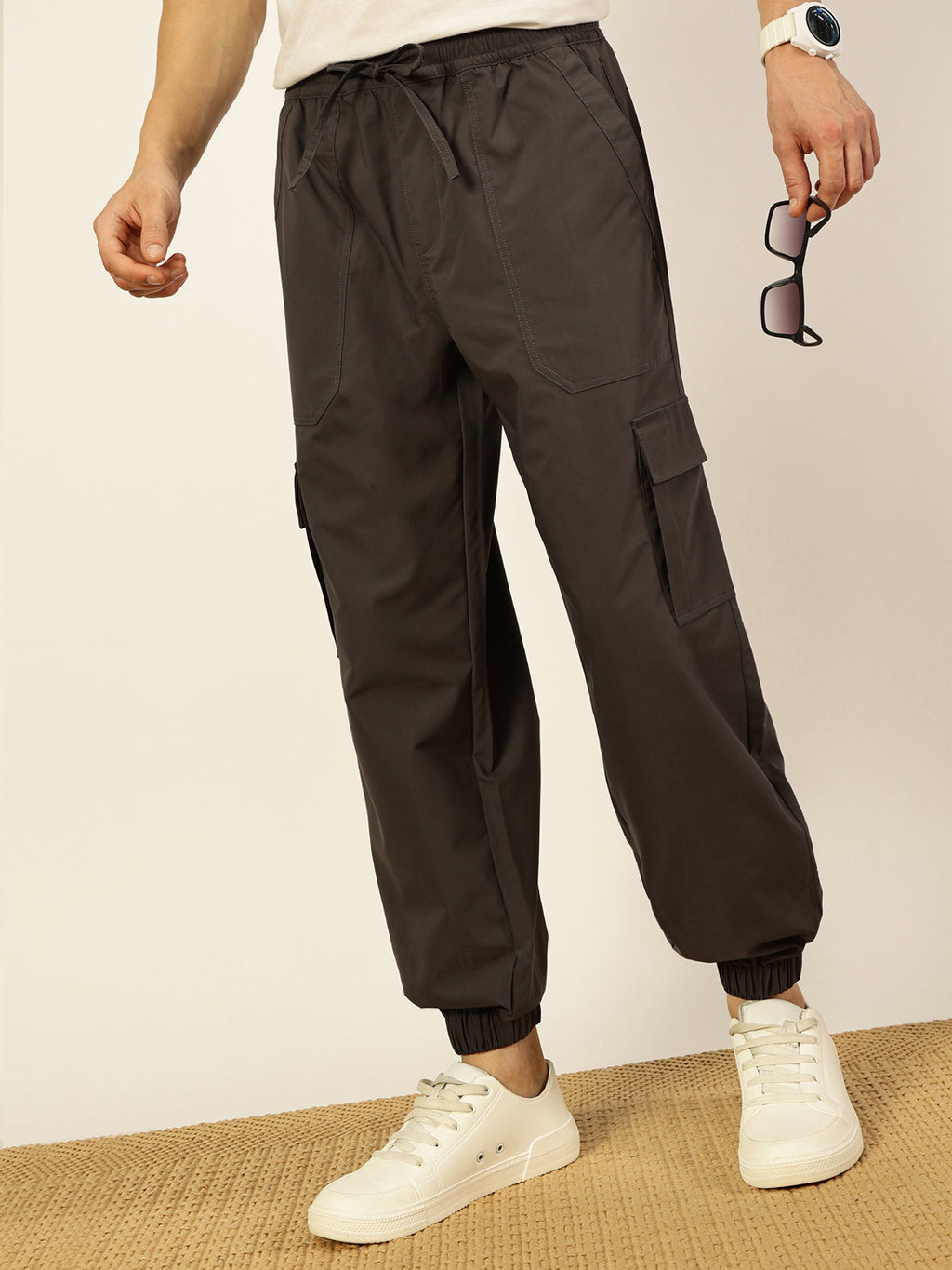 Thomas Scott Men Smart Loose Fit Easy Wash Cargos Trousers