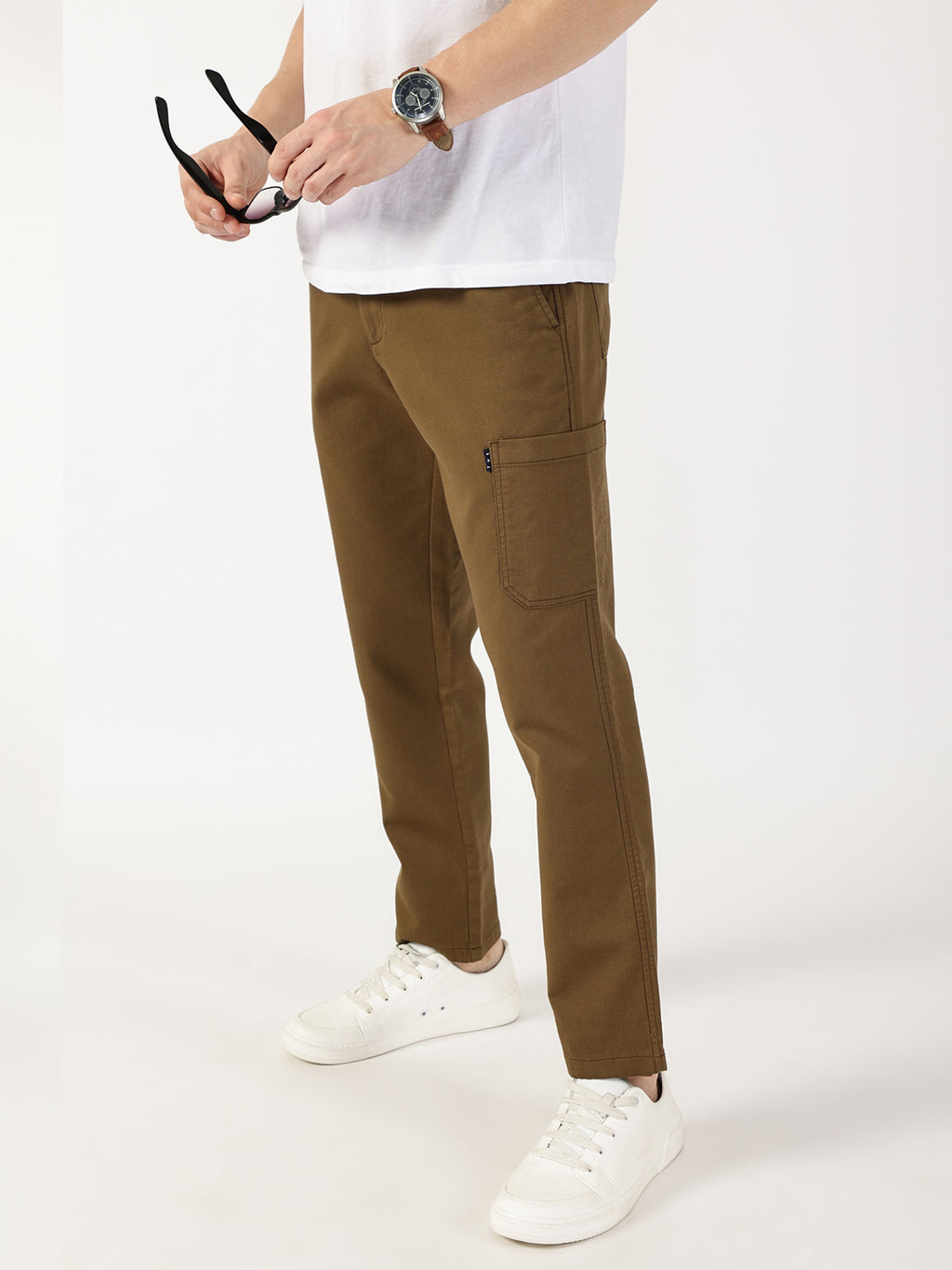 Thomas Scott Men Khaki Smart Regular Fit Mid-Rise Chinos