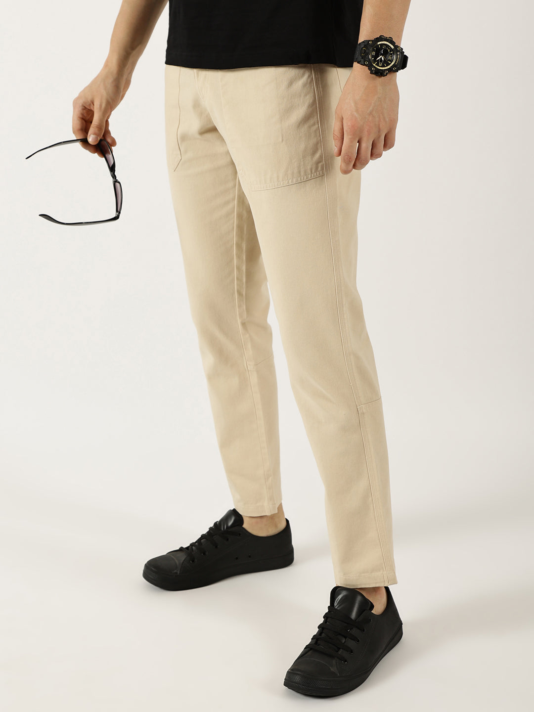 Thomas Scott Men Fawn Smart Straight Fit Easy Wash Trousers