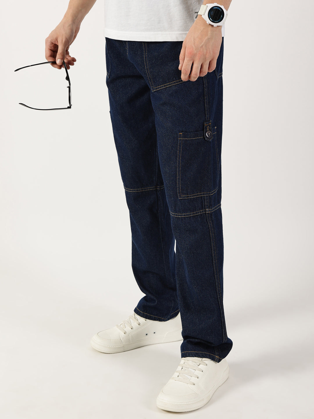 Thomas Scott Men DarkBlue Loose Fit Relaxed Fit Mid-Rise Cotton Jeans