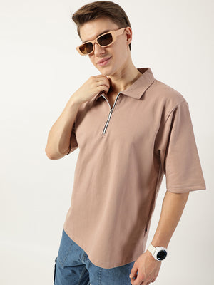 Thomas Scott Men Onion Pink Polo Collar Bio Finish T-shirt