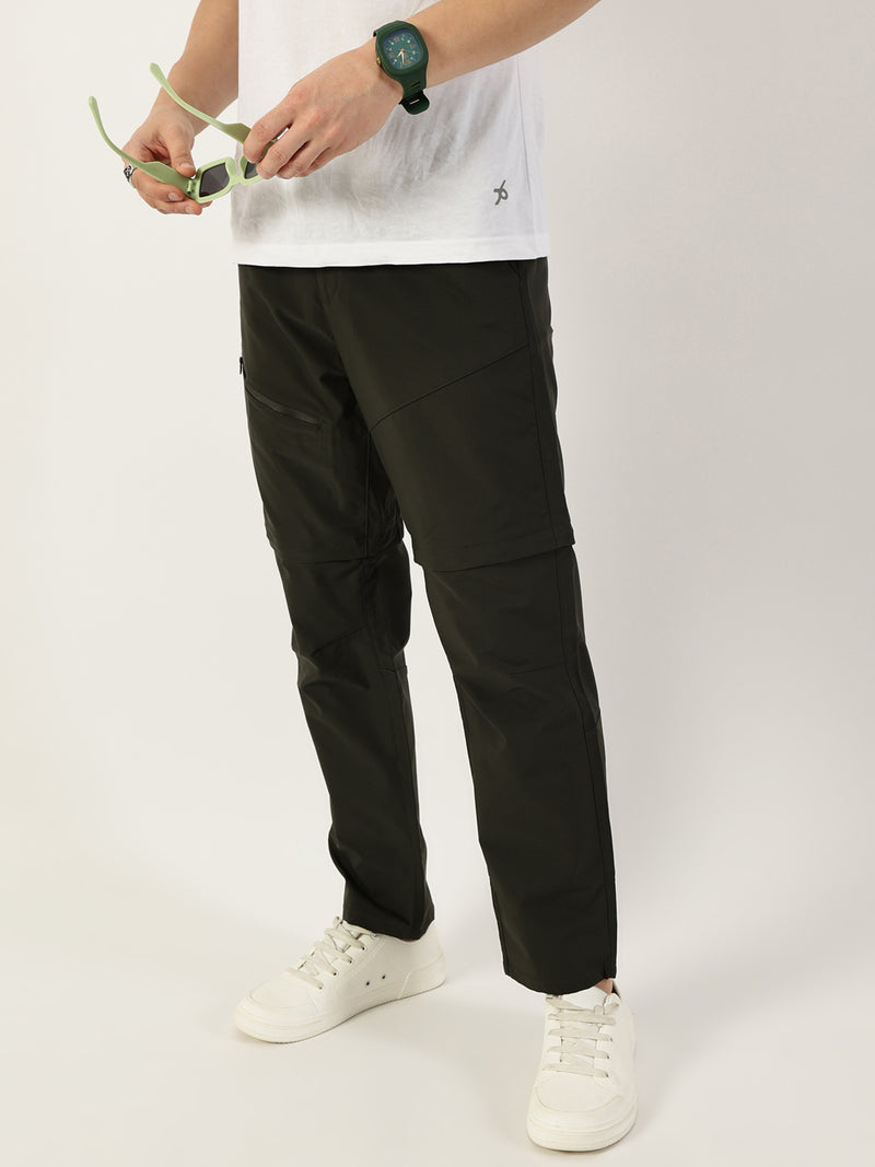 Thomas Scott Men Dark Grey Relaxed Straight Fit Convertible Trousers