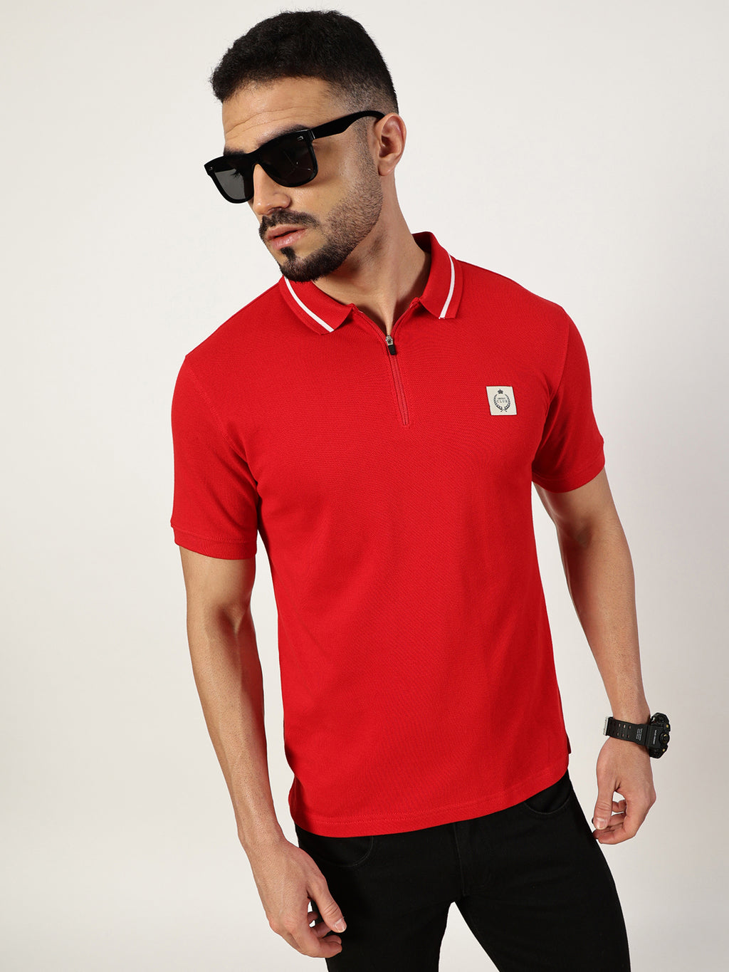 Thomas Scott Men Red Polo Collar T-shirt