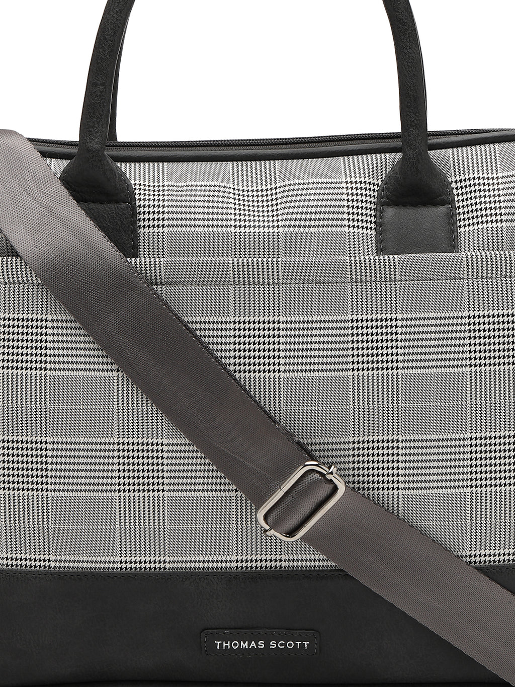 Thomas Scott Men Checked PU Laptop Bag