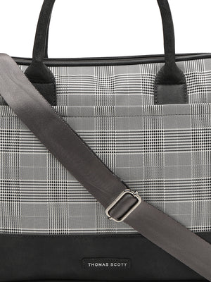 Thomas Scott Men Checked PU Laptop Bag