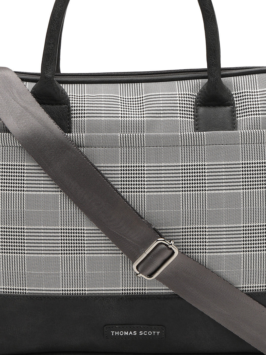 Thomas Scott Men Checked PU Laptop Bag