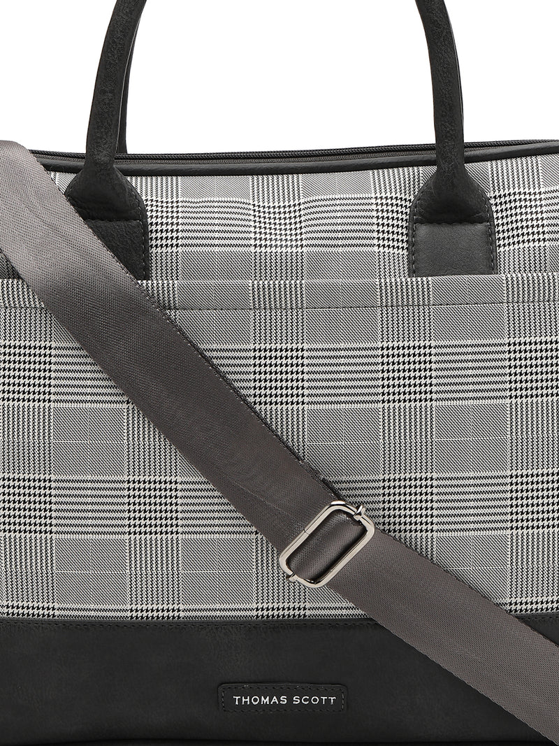 Thomas Scott Men Checked PU Laptop Bag