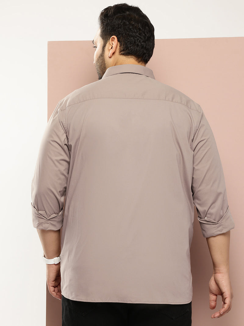 Thomas Scott Men Brown Plus Size Premium Casual Shirt