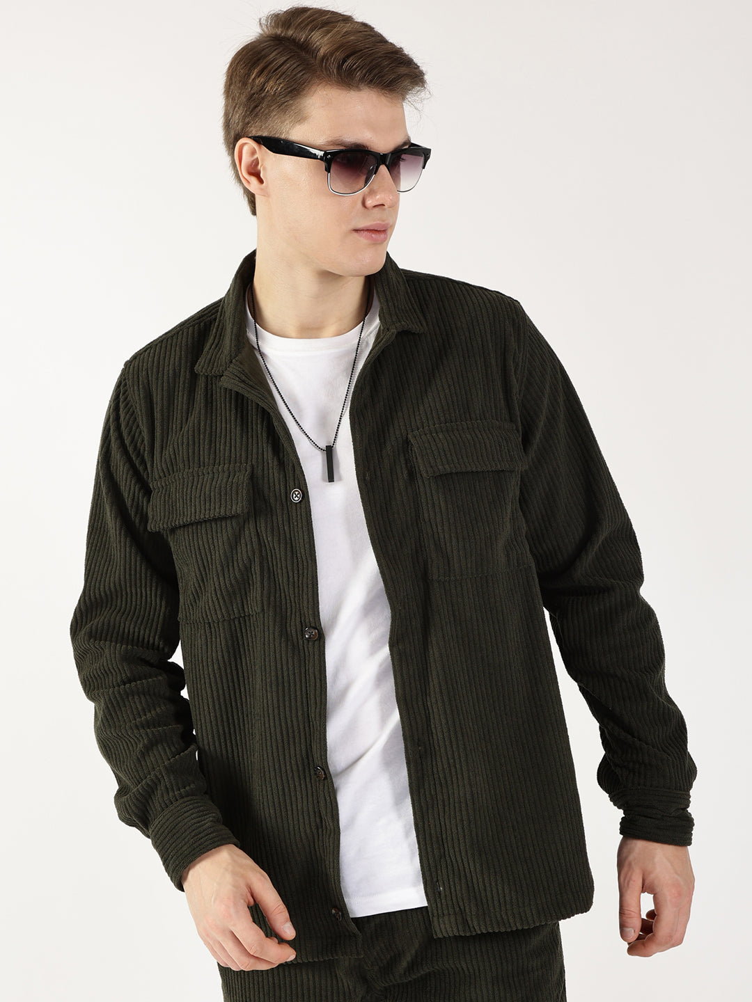 Thomas Scott Men Olive Premium Opaque Casual Shirt