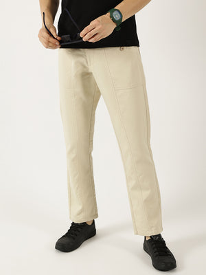 Fawn Smart Regular Fit Mid-Rise Easy Wash Woven Cotton Cargo Trouser For Men