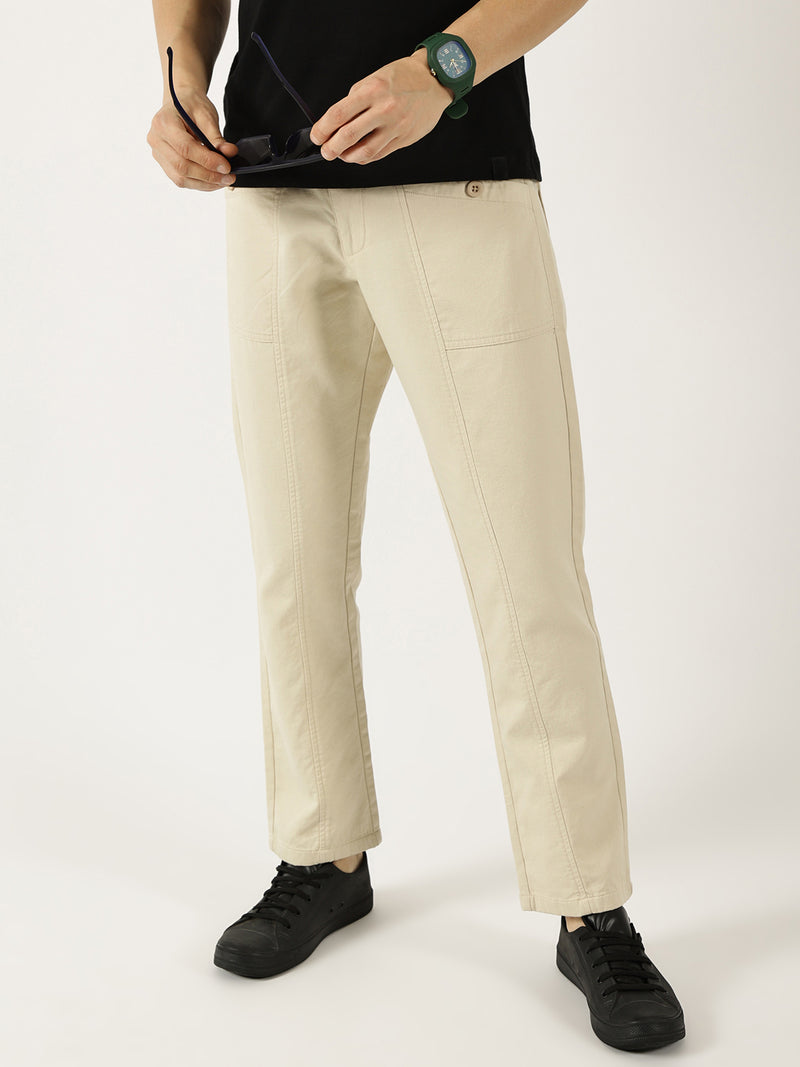 Thomas Scott Men Fawn Smart Easy Wash Cargos Trousers
