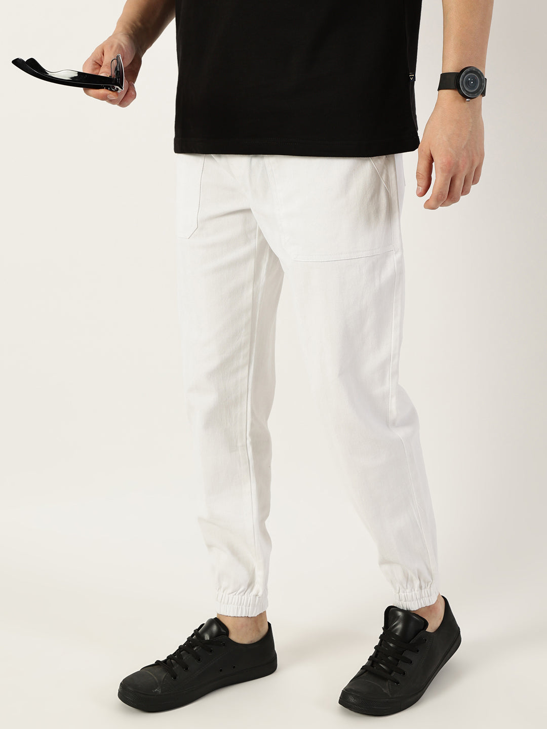 Thomas Scott Men White Smart Easy Wash Joggers Trousers