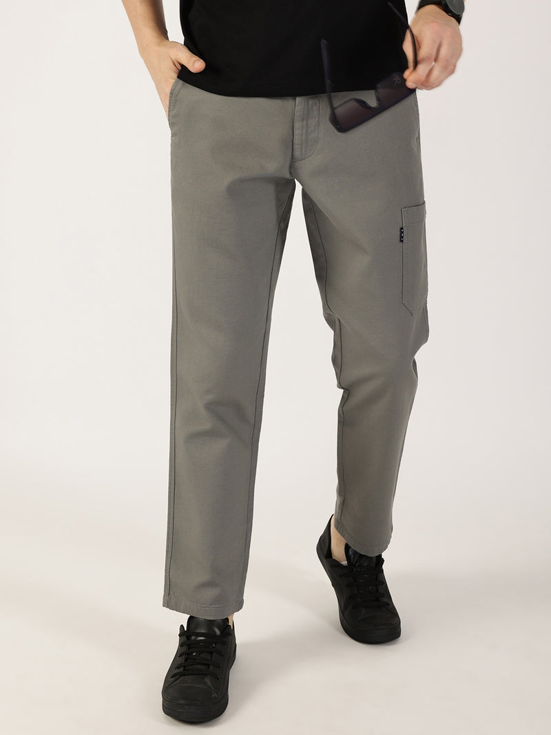 Thomas Scott Men DarkGrey Smart Regular Fit Mid-Rise Chinos Trousers