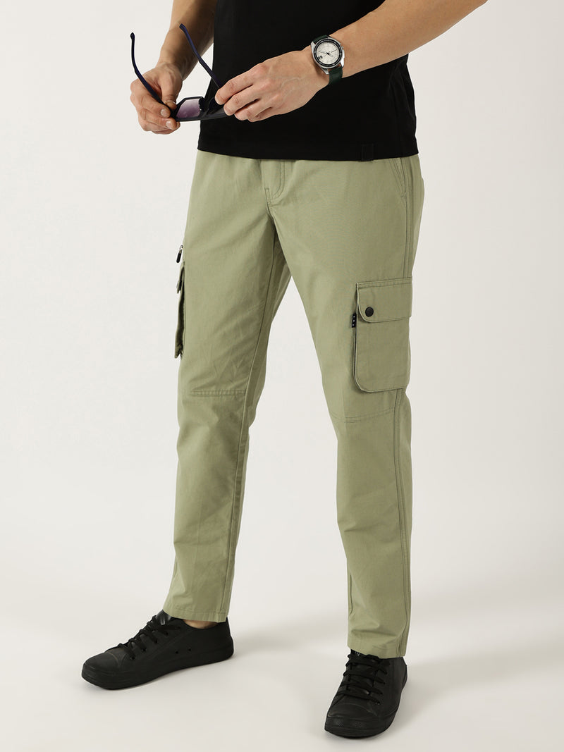 Thomas Scott Men Pista Smart Regular Fit Mid-Rise Easy Wash Cotton Cargos