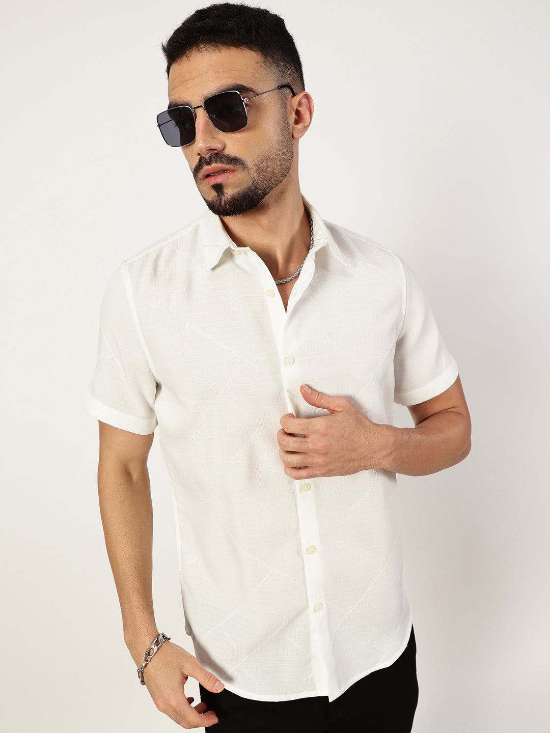 Thomas Scott Men Premium Slim Fit Opaque Casual Shirt